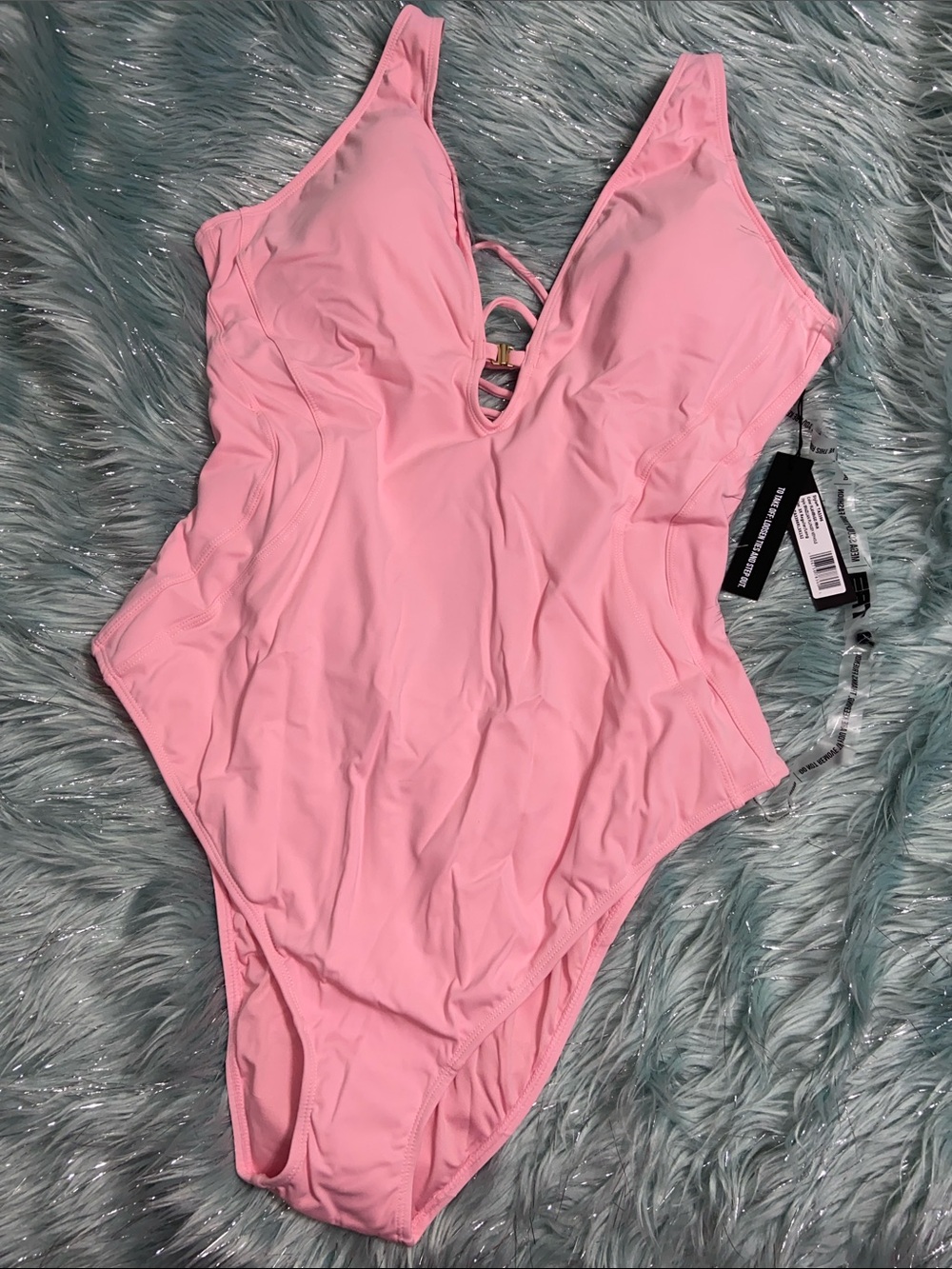 TA3 Brazilian Plungey Keyhole Swimsuit in Flamingo Pink 🦩